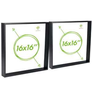 Nicola Spring Acrylic 3d Deep Box Photo Frames - 16" X 16"  - Black - Pack Of 2