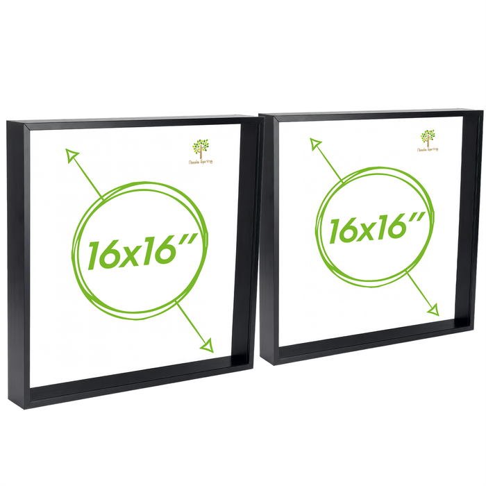 Nicola Spring Acrylic 3d Deep Box Photo Frames - 16" X 16"  - Black - Pack Of 2