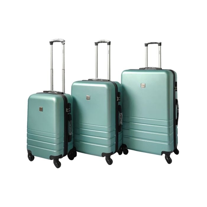 Green Abs Luggage Suitcase Set 3 Code Lock Travel Carry  Bag Trolley S M L