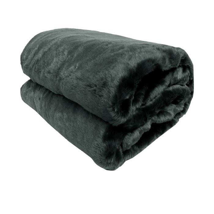 Bloomington Faux Mink Throw Rug 127 x 152 cm Charcoal