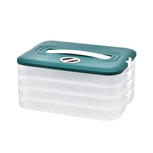 Catzon Stackable Dumpling Box 4-Layer with Lid & Time Scale for Storage-Blue