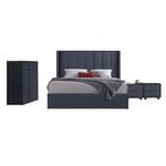 4pc Fabric Gas Lift King Bedroom Suite in Black