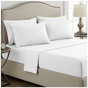 Grosvenor House 400TC Plain Dyed Bamboo Cotton Bed Sheet Sets Queen White