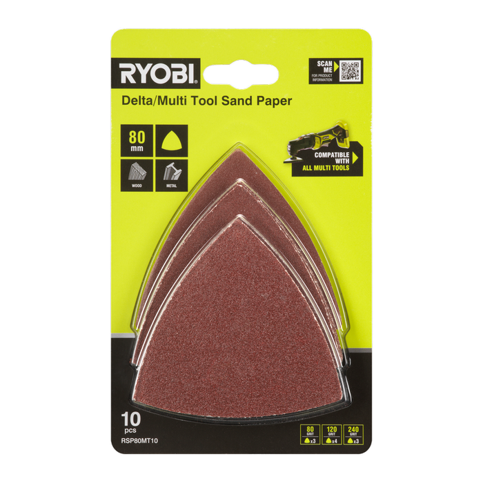 Ryobi 10 Piece 80mm Delta/Multi-Tool Sanding Set