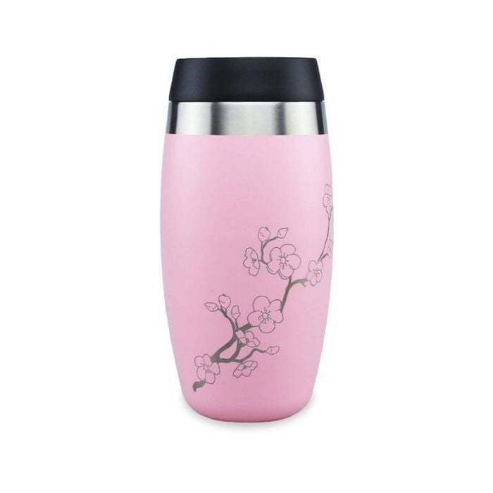 O'helo 400ml  To-go Tumbler With Etched Blossoms - Pink