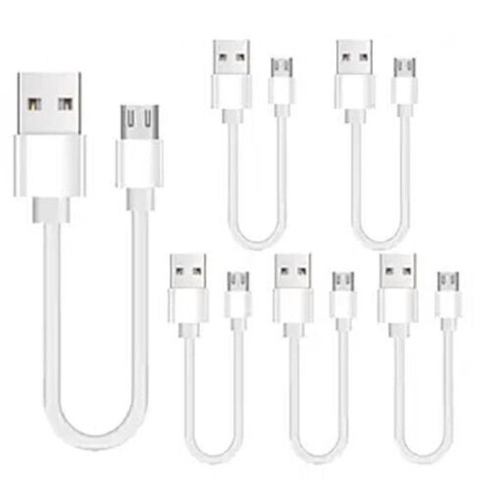 iWill 5 Pack 20cm Short Data Transfer Charger Charging Micro USB Cable Cord Bulk White TPE Plastic