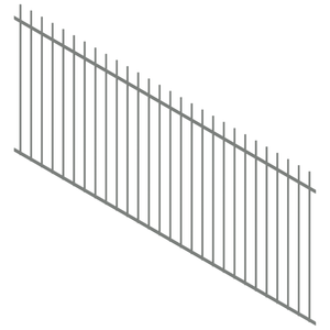 ProtectorAl 1201 - 2400 x 1200mm Palladium Silver Raked 16-30º Picket Top Pool Fence Panel