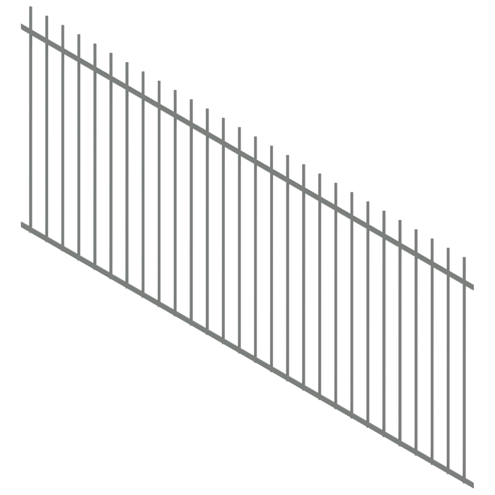 ProtectorAl 1201 - 2400 x 1200mm Palladium Silver Raked 16-30º Picket Top Pool Fence Panel