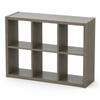 Roomo 6-Cube Wooden Storage Cabinet, Open Shelf Bookshelf & Shoe Organizer with Anti-Tip Device, Grey Wood