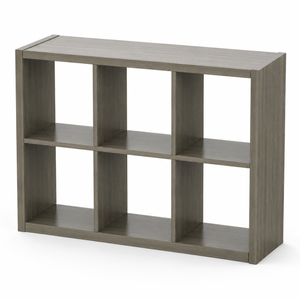 Roomo 6-Cube Wooden Storage Cabinet, Open Shelf Bookshelf & Shoe Organizer with Anti-Tip Device, Grey Wood