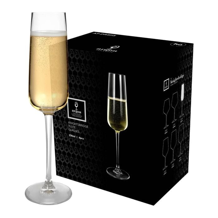 Argon Tableware Knightsbridge Crystal Champagne Flutes - 230ml - Pack Of 24