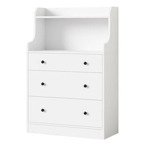 Oikiture Sideboard Buffet Cupboard 3 Chest of Drawers Storage Shelf Table White