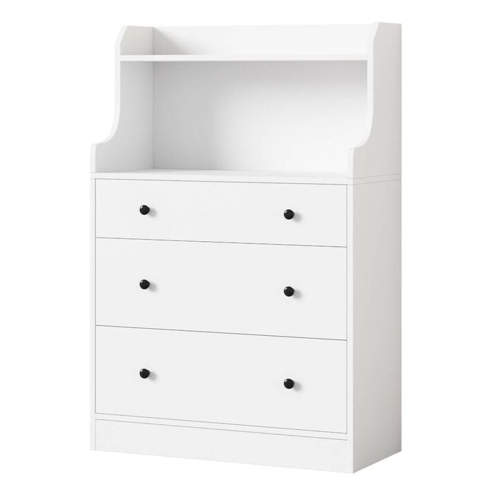 Oikiture Sideboard Buffet Cupboard 3 Chest of Drawers Storage Shelf Table White