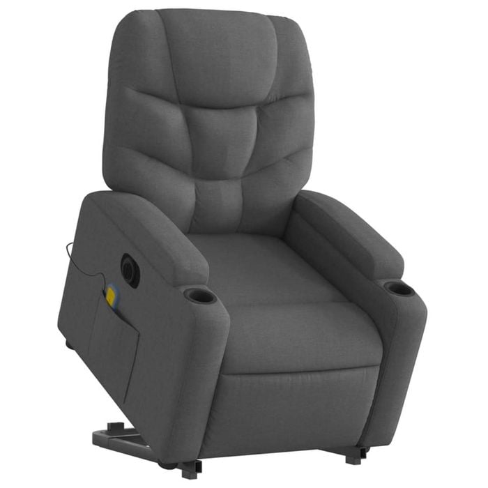 vidaXL Electric Stand up Massage Recliner Chair Armchair Dark Grey Fabric