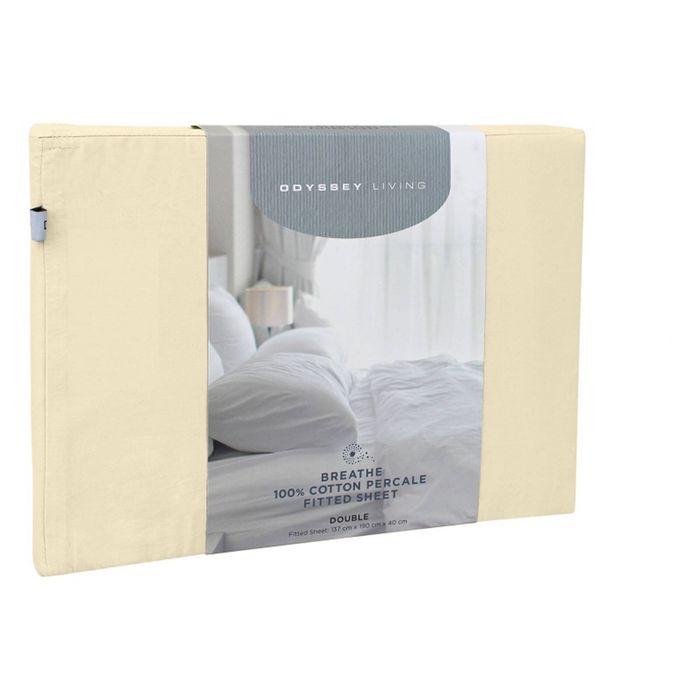 Odyssey Living Breathe Cotton Fitted Bed Sheet King Natural