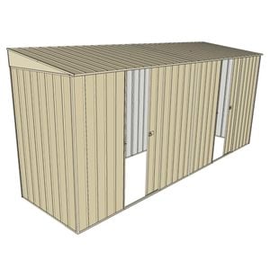 Build-A-Shed 1.2 x 4.5 x 2.0m Skillion Dual Single Sliding Side Doors Shed - Cream