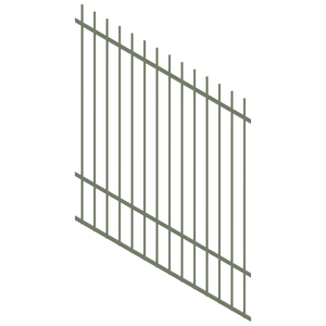ProtectorAl 0350-1200W x 1500H Pale Eucalypt Picket Top Pool Fence Panel Raked 16-30º