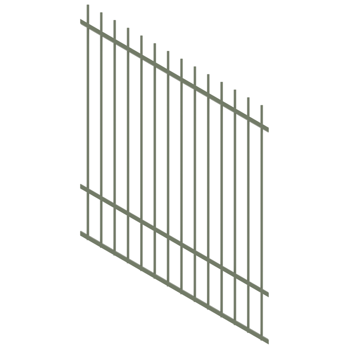 ProtectorAl 0350-1200W x 1500H Pale Eucalypt Picket Top Pool Fence Panel Raked 16-30º