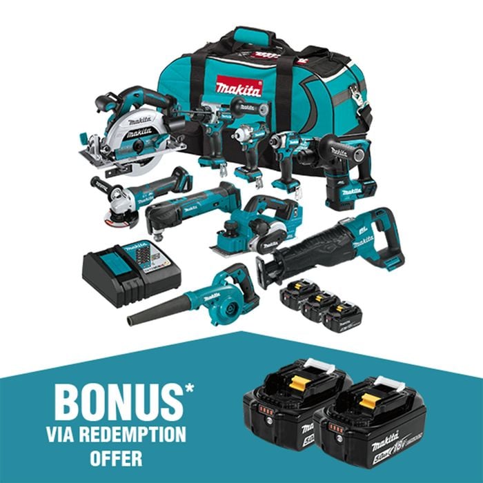 Makita 18V LXT 10 Piece 3x 5.0ah Combo Kit - DLX1058TX1