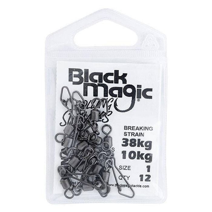 Black Magic Rolling Swivel With Snap Small Pack 10kg (38kg Breaking Strain)