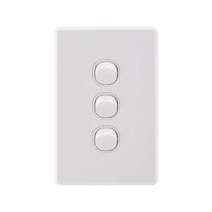 DETA White Gloss S-Line Triple Vertical Wall Switch - Gloss White