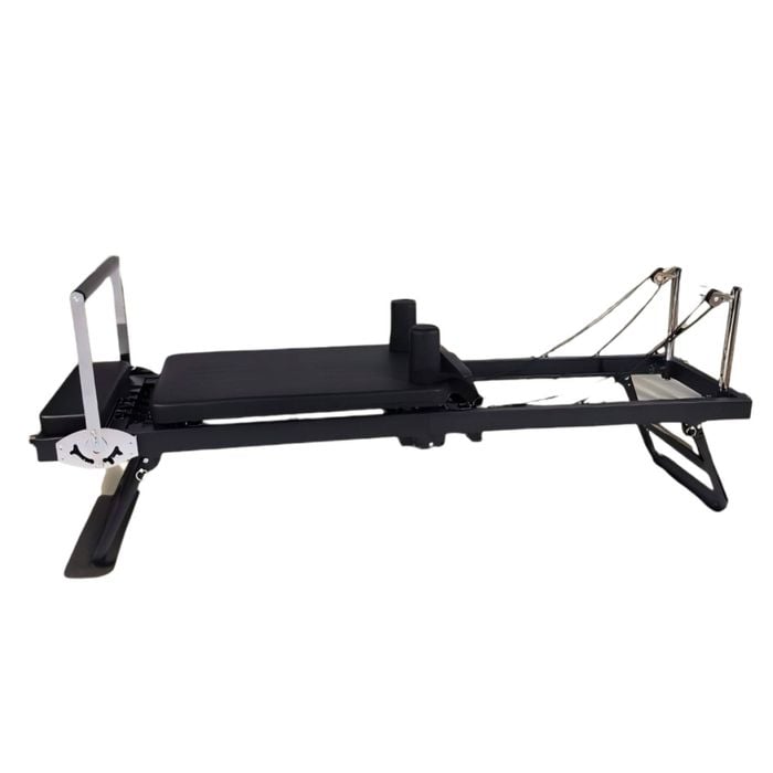 Topone Foldable Steel Frame Pilates Reformer Machine Perfect For Home Workouts - Beige/black - Black