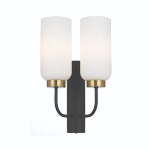 Telbix Black Matt/Opal Sebring 2 Light Wall Bracket