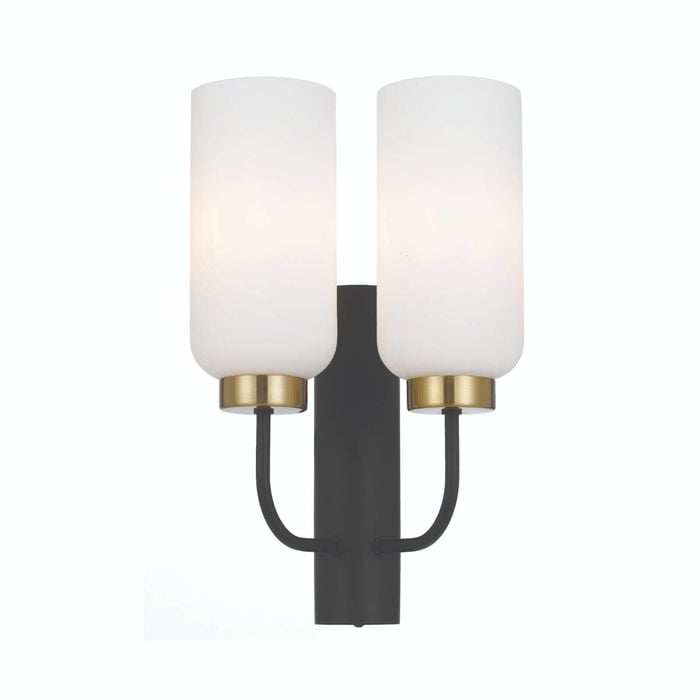 Telbix Black Matt/Opal Sebring 2 Light Wall Bracket