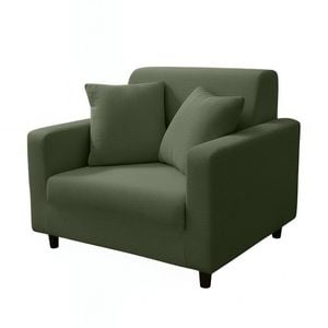 Anyhouz 1 Seater Sofa Cover Plain Army Green Style And Protection For Living Room Sofa Chair Elastic Stretchable Slipcover