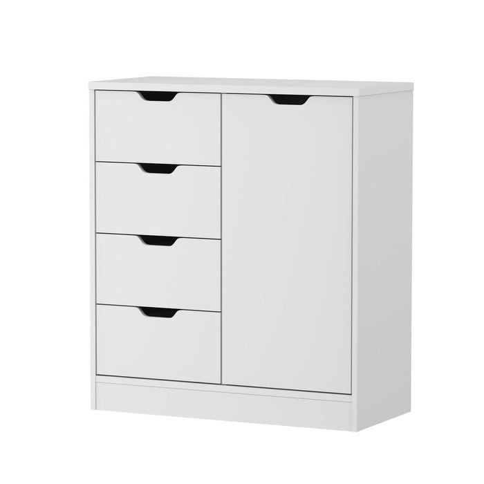 Oikiture Storage Cabinet Bathroom Buffet 4 Drawer Freestanding Cupboard White