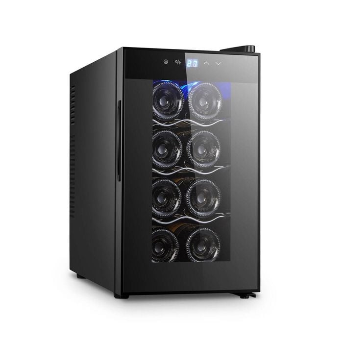 Lenoxx 8 Bottle Thermoelectric Wine Fridge, 65w, Uv Protected Glass Door, Soft Led Illumination
