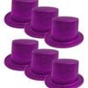 6x GLITTER TOP HAT Fancy Party Plastic Costume Tall Cap Fun Dress Up BULK Purple One Size