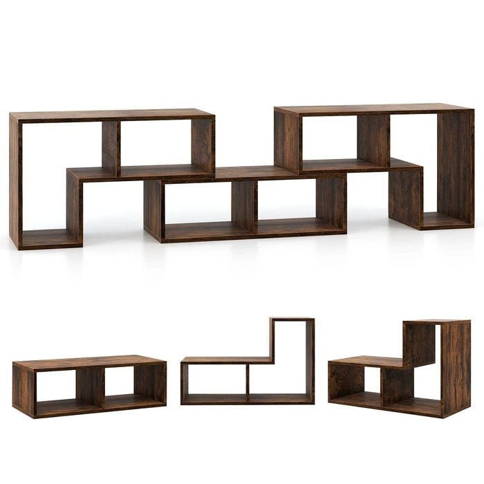 Costway 65” Tv Stand 3pcs Convertible Media Console Table Entertainment Unit Brown
