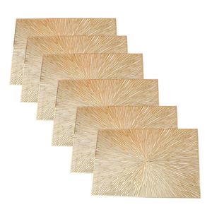 Catzon 6 Pcs Square Fireworks Pvc Placemats Hollowed-out Gold