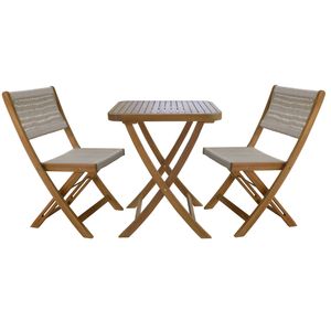 3PCE BISTRO TIMBER MARQUEE SQUARE SET W/ ROPE^