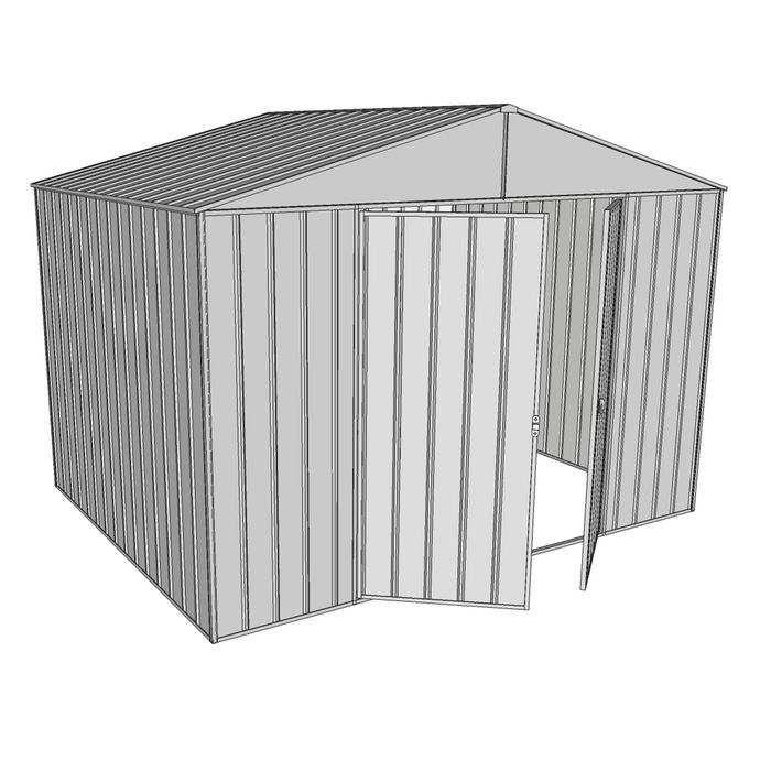 Build-a-Shed 3.0 x 2.3 x 2.3m Double Hinge Door Garden Shed - Zinc