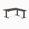 Desky L-shape Sit To Stand Dark Bamboo Desk 1500x1550mm Matte Black Height Adjustable Leg