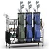Costway Metal Golf Bag Storage Rack Organizer W/wheels