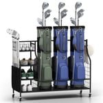 Costway Metal Golf Bag Storage Rack Organizer w/Wheels