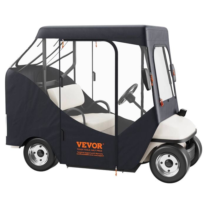 VEVOR Golf Cart Enclosure Black Polyester Driving with 4-Sided Transparent Windows 2 Passenger