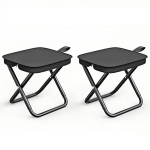2pcs Portable Folding Backpack Stools Black