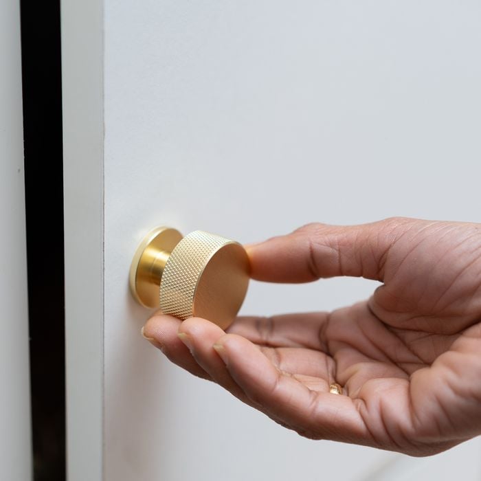 Taskmaster 32.5mm Knurled Brushed Brass Cabinet Knob - 1 Pack