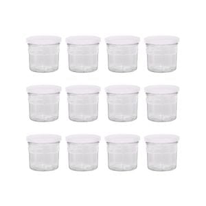 Argon Tableware Glass Jam Jars with White Lids - 130ml - Pack of 12