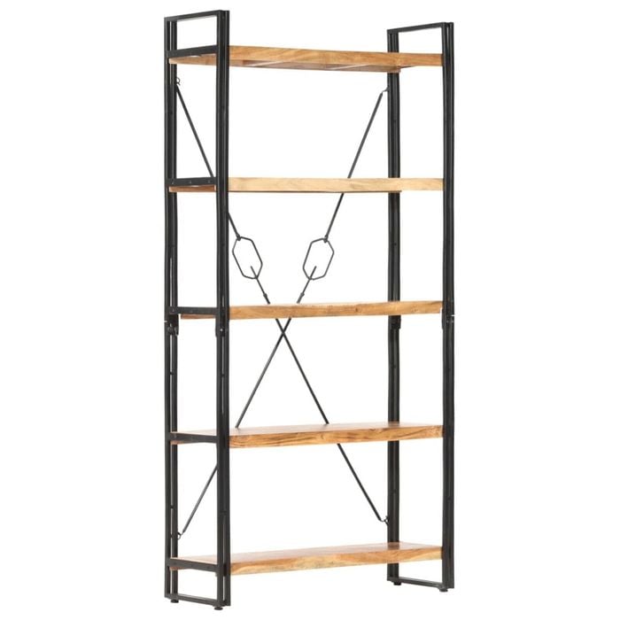 vidaXL Solid Acacia Wood 5-Tier Bookcase 90cm Standing Shelf Book Cabinet