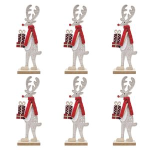 6PK Urban Reindeer with Presents Standing Christmas Decoration 31cm Red