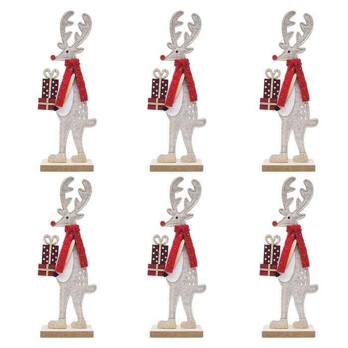 6PK Urban Reindeer with Presents Standing Christmas Decoration 31cm Red