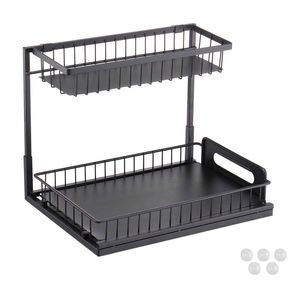 P&P Silver Wire Pull Out Storage Shelf Maximizes Kitchen Or Bathroom Space