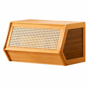 FORET Natural Bamboo Storage Cabinet Woven Flip Door Organiser 51cm