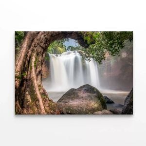 Amazing Water Fall with Rocks  Print 100% Australian Made 90 x 60cm  (Stretched)