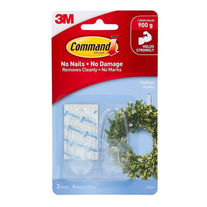 Command™ Medium Clear Adhesive Wall Hooks - 2 Pack